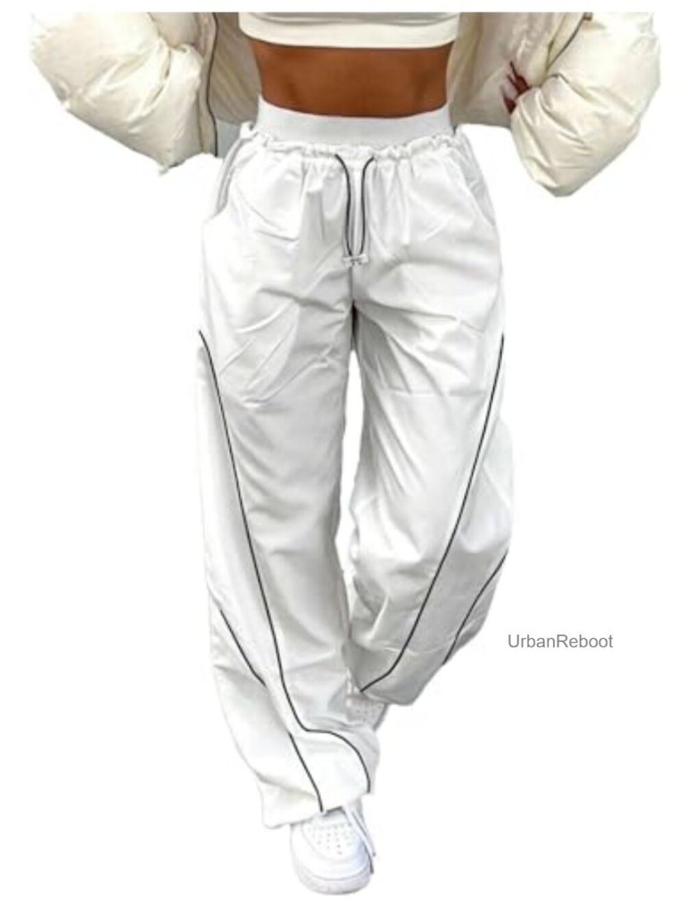 Baggy Cargo Parachute Pants Women Y2K Track Streetwear Elastic Waist